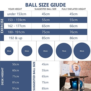 POWRX Gymnastikball DELUXE inkl. Pumpe & Workout I Sitzball, Anthrazit, Gr. 85 cm - 4